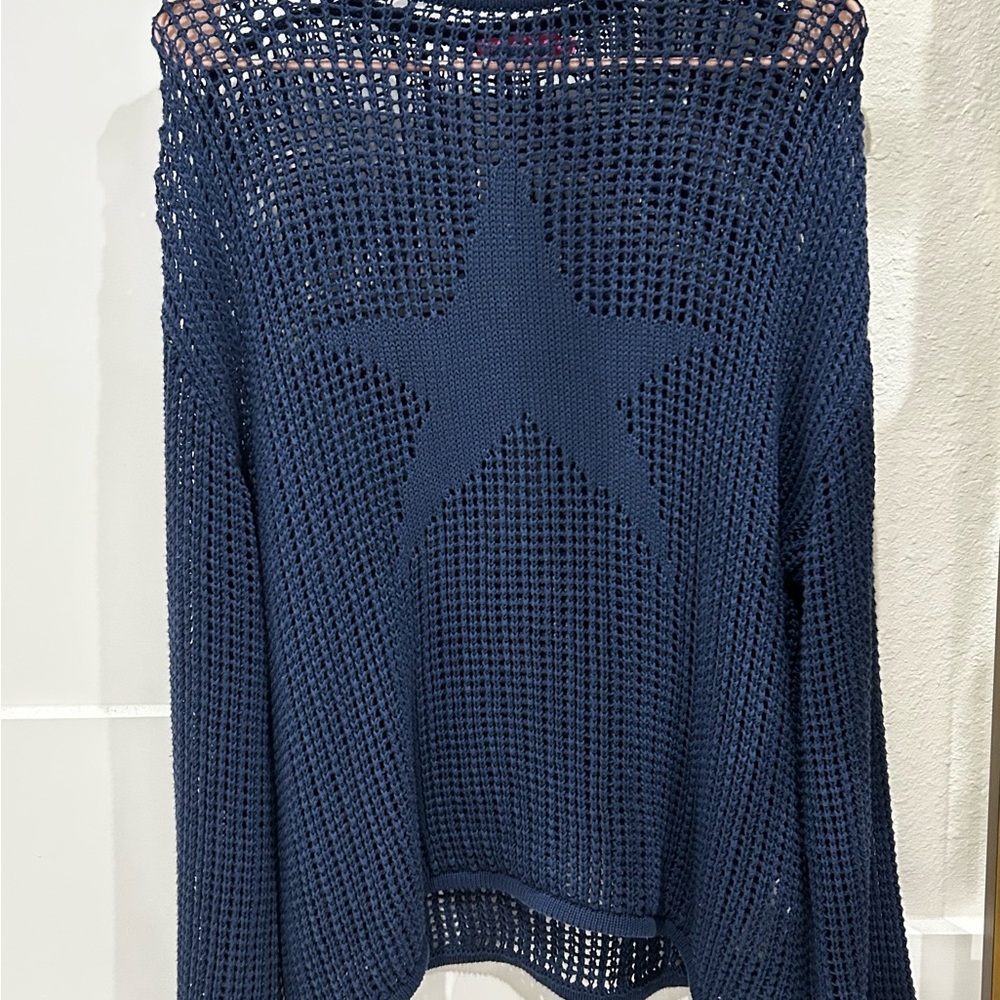 Edikted Blue Knit Mesh Top